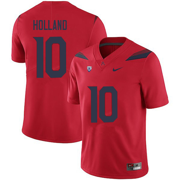 Men #10 Malcolm Holland Arizona Wildcats College Football Jerseys Sale-Red - Click Image to Close
